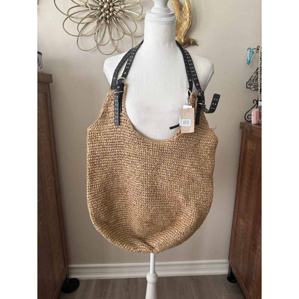 Madewell Straw Grommet Slouch Tote Natural Multi Raffia Bag NWT $168 Flaw - Picture 3 of 14